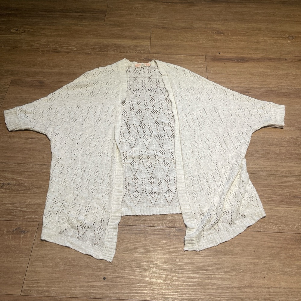 Pink Republic Women's Ivory Open-Knit Cardigan